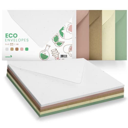 Netuno 25 Motiv-Briefumschläge Naturfarben DIN B6 125x 175 mm Umschlag-Mix farbige Umschläge elegant Papierumschläge für Einladungen bunte Briefumschläge Papier Briefhüllen B6 Mix Eco von Netuno