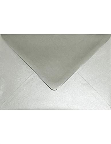 Netuno 25 Perlmutt-Silber Briefumschläge DIN B6 125 x 175 mm 110g Sirio Pearl Platinum silberne Perlmutt-Glanz-Umschläge metallisch-glänzende Kuverts elegante Perlglanz Briefhüllen edel Glanzpapier von Netuno