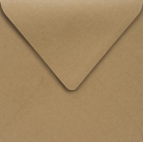Netuno 25 Sandbraun quadratische Briefkuverts Spitzklappe 155x155 mm 100g Kraftpapier Briefumschläge quadratisch Recycling Umschläge für Hochzeits-Einladungen Danksagungskarten Geburtstagskarten von Netuno