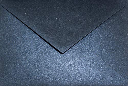 Netuno 25 Umschläge Perlmutt-Dunkel-Blau DIN C6 114x 162 mm 120g Aster Metallic Queens Blue Perlmutt-Glanz-Umschläge metallisch-glänzende Briefumschläge schön für Einladungskarten von Netuno