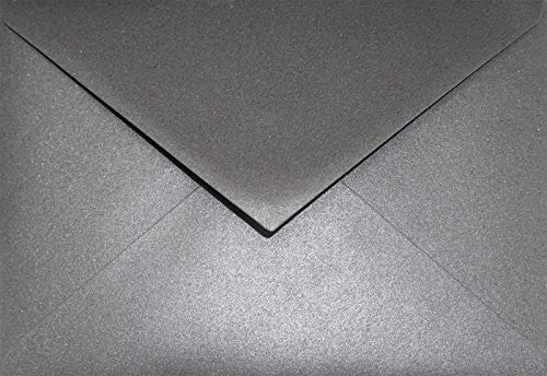 Netuno 25 Umschläge Perlmutt-Dunkel-Grau DIN C6 114x 162 mm 120g Aster Metallic Grey Umschläge grau glänzend Papier-Briefumschläge elegant schöne Kuverts Perlglanz grey envelopes C6 von Netuno
