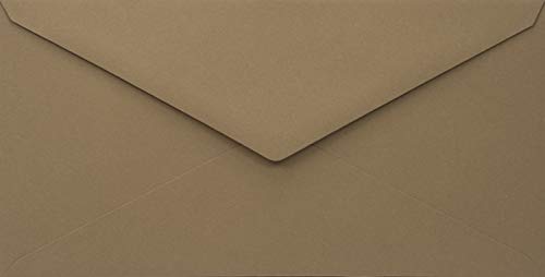 Netuno 25 braune Brief-Umschläge DL 110x 220 mm 140g Woodstock Noce Öko Vintage Retro Brief-Kuverts Braun lang Einladungsumschläge schön Ökopapier für Einladungskarten brown envelopes invitation von Netuno