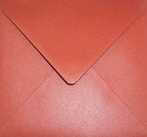 Netuno 25 quadratische Briefumschläge Perlmutt-Rot 153x 153 mm 120g Aster Metallic Ruby rote Umschläge schick hochwertig metallisch-glänzende Briefumschläge für Hochzeit Weihnachtskarten Ostern von Netuno
