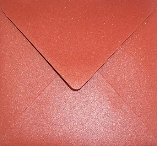 Netuno 25 quadratische Briefumschläge Perlmutt-Rot 153x 153 mm 120g Aster Metallic Ruby rote Umschläge schick hochwertig metallisch-glänzende Briefumschläge für Hochzeit Weihnachtskarten Ostern von Netuno