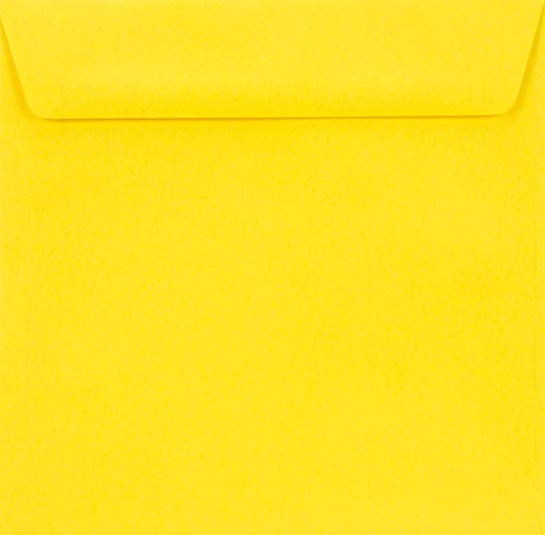 Netuno 25 quadratische Umschläge Gelb 155x 155 mm 90g Burano Giallo Zolfo bunte Briefumschläge quadratisch für Einladungen Karten Einladungs-Umschläge Gelb hochwertig von Netuno