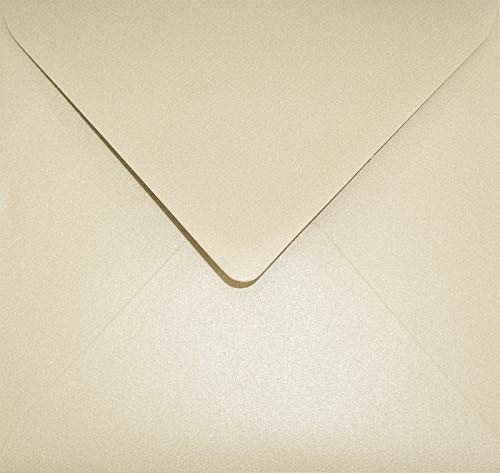 Netuno 25 quadratische Umschläge Perlmutt-Sand 153x 153 mm 120g Aster Metallic Sand glänzende Briefumschläge quadratisch Einladungs-Umschläge metallic edle Briefhüllen wedding envelopes von Netuno