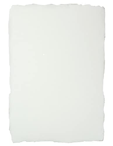 Netuno 5 Blatt Büttenpapier Weiß glatt DIN A4 ca. 205x 290 mm Papierkarte mit Büttenrand Bütten Briefpapier handgemacht für Briefkarten Einladungen Hochzeit-Papeterie Künstlerpapier weiß Naturpapier von Netuno