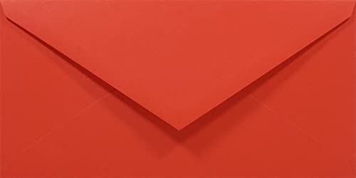 Netuno 50 Umschläge Rot DIN lang 110x220 mm 80g Rainbow rote Briefumschläge Spitzklappe ohne Fenster Briefhüllen bunt für Einladungs-Karten Geburtstagskarten Weihnachtskarten farbige Briefkuverts DL von Netuno