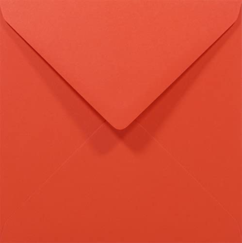 Netuno 50 Umschläge quadratisch Rot 14x 14 cm 80g Rainbow rote Briefumschläge Spitzklappe ohne Fenster Briefhüllen bunt für Einladungskarten Geburtstagskarten Weihnachtskarten farbige Briefkuverts von Netuno