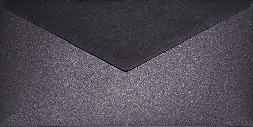 Netuno 500 Briefumschläge Perlmutt-Schwarz DIN lang 110x 220 mm 120g Aster Metallic Black Cooper schwarze Perlmutt- Brief-Umschläge lang DL edel metallisch-glänzende Kuverts für Einladungs-Karten von Netuno