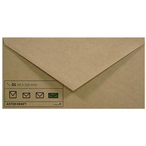 Netuno 500 Kraftpapier Umschläge Naturbraun DIN Lang 110 x 220 mm 100g Aster Kraft elegante Briefumschläge Recycling Briefhüllen Natur Papier Vintage Briefkuverts Braun edel Öko-Papier Umschläge lang Netuno 500 Kraftpapier Umschläge Naturbraun DIN Lang 110 x 220 mm 100g Aster Kraft elegante Briefumschläge Recycling Briefhüllen Natur Papier Vintage Briefkuverts Braun edel Öko-Papier Umschläge lang von Netuno