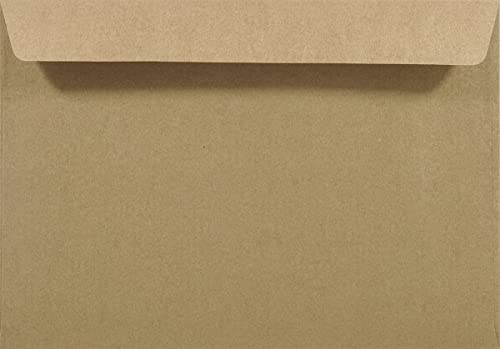 Netuno 500 Sand-Braun Kraftpapier-Umschläge DIN C5 162x229mm gerade Klappe ohne Fenster Einladungsumschläge groß Naturbraun Briefumschläge ökologisch Vintage Umschläge Hochzeit Weihnachten Geburtstag von Netuno