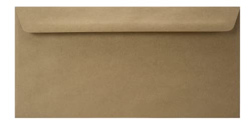 Netuno 500 Sand-Braun Kraftpapier-Umschläge DIN lang 110x220mm gerade Klappe ohne Fenster lange Briefumschläge umweltfreundlich für Einladungen Hochzeit Geburtstag Taufe von Netuno
