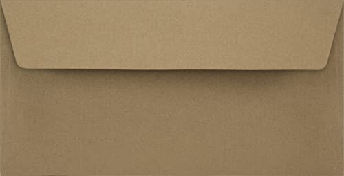 Netuno 500 Sandbraun DIN Lang Kraftpapier-Briefumschläge ohne Fenster 110x220mm braune Umschläge DL Briefkuverts Umwelt hochwertige Briefhüllen Recycling Vintage Stil für Postkarten Briefe von Netuno
