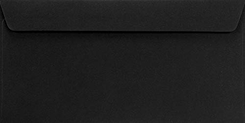 Netuno 500 schwarze Briefumschläge DIN Lang 110x 220 mm haftklebend 120g Burano Nero schwarze Briefkuverts hochwertig Briefhüllen elegant für Hochzeit Geburtstag Weihnachten Hochzeit Einladungen von Netuno