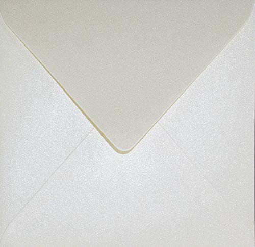 Netuno 500x Briefumschlag quadratisch Perlmutt-Creme 153x 153 mm 120g Aster Metallic Cream elegante Perlmutt-Glanz-Umschläge Pearls Perleffekt metallisch-glänzend Hochzeitsumschläge schick von Netuno