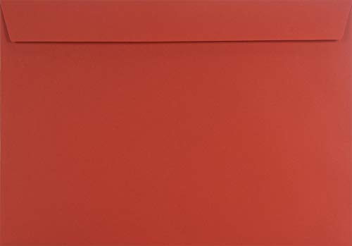 Netuno 50x Umschläge Rot DIN C4 ohne Fenster haftklebend 229x 324 mm gerade Klappe 120g Design große Briefkuverts bunt Briefhüllen farbige Briefumschläge C4 Großbrief Umschläge hochwertig von Netuno