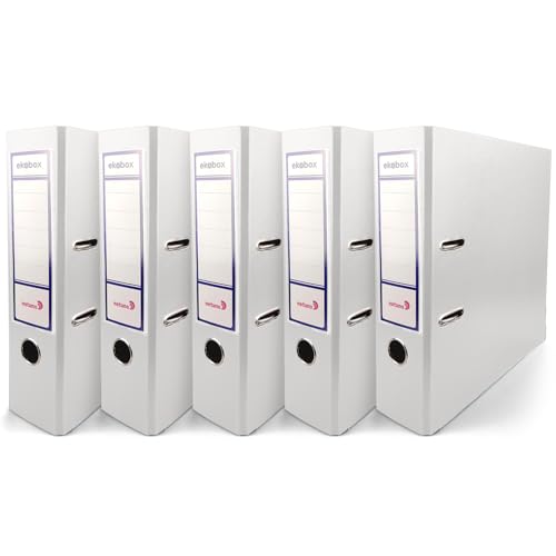 Netuno 5x Akten-Ordner weiß DIN A4 2-Ring-Mechanik Ringorder a4 8cm Kunststoff Ordner a4 breit Büroordner Plastikordner Briefordner din a4 Ringmappe breiter Aktenordner 5er pack von Netuno
