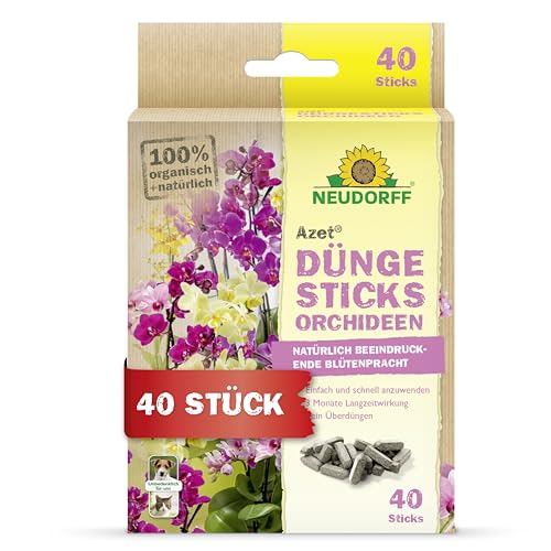 Neudorff Azet DüngeSticks für Orchideen – Bio Orchideendünger sorgt für üppig blühende Orchideen mit 2 Monaten Langzeitwirkung, 40 Stück von Neudorff