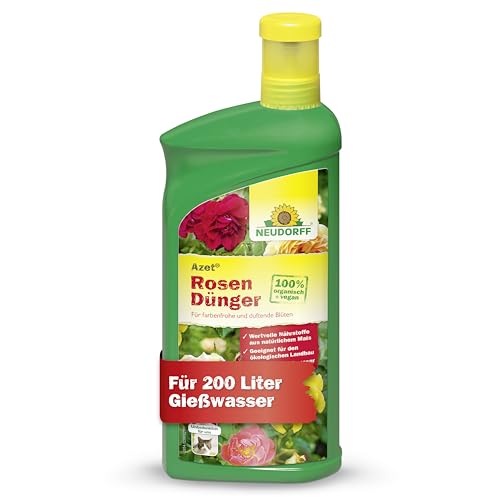 Neudorff Azet RosenDünger - 100% natürlicher Bio Dünger mit Extra Kalium für blütenreiche und intensiv duftende Rosen auf dem Balkon oder im Garten, 1 Liter von Neudorff