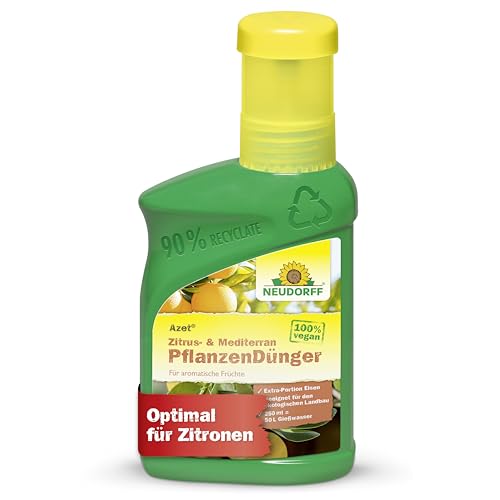 Neudorff Azet Zitrus- & Mediterran PflanzenDünger – 100% natürlicher Bio Dünger mit Extra Eisen für aromatische Früchte aller Mediterranpflanzen, 250 ml von Neudorff