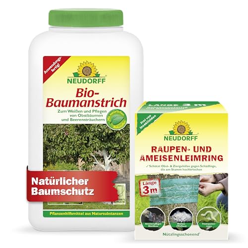 Neudorff Baumschutz-Set – Bio Baumanstrich und Raupen- und Ameisenleimring zur natürlichen Pflege von Bäumen und zum Schutz vor Schädlingen an Obstbäumen von Neudorff