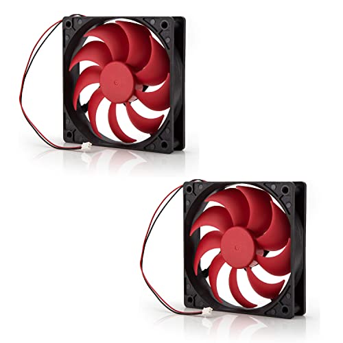 Neuftech 2X 120 mm PC Gehäuselüfter Netzteil Lüfter leise Kühler 2 pin DC 12V - rot(2er-Pack) von Neuftech