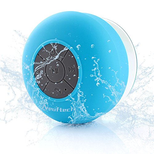 Neuftech Wasserdicht Bluetooth 3.0 Lautsprecher wireless Speaker mit Saugnapf und Mikrofon für Outdoor,Dusche,Küche,Büro,Schwimmen- Blau von Neuftech