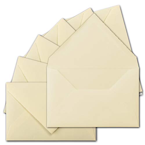 25 Stück Vintage Briefumschläge - Büttenpapier - B6 11,8 x 18,2 cm - Diplomaten Format - Elfenbein (Creme) halbmatt - Nassklebung von Neuser