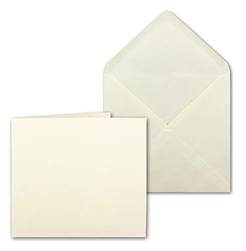 25x Quadratisches Leinen Struktur Faltkarten-Set mit Brief-Umschlägen in Creme 14,5 x 14,5 cm Papier-Bastel-Set inklusive hochwertiger Box GUSTAV NEUSER® von Neuser