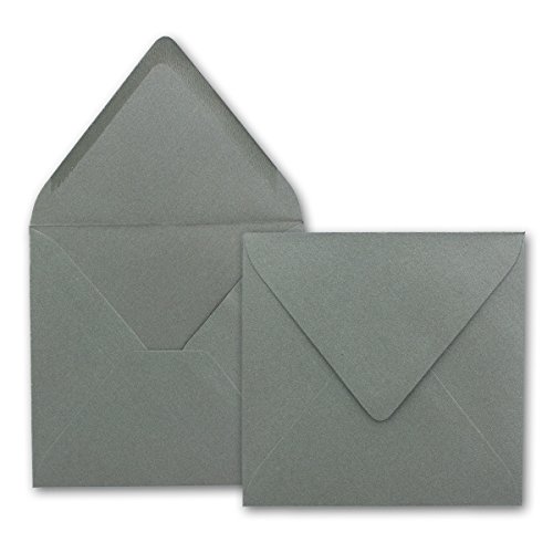 Brief-Umschläge quadratisch 25 Stück silber-matt dunkel-grau 14x14 cm 90 g/m² Nassklebung - spitze Verschluss-klappe Qualität von GUSTAV NEUSER von Neuser