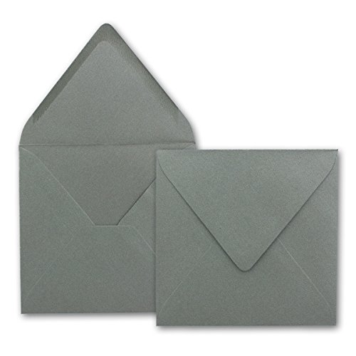 Brief-Umschläge quadratisch 25 Stück silber-matt dunkel-grau 14x14 cm 90 g/m² Nassklebung - spitze Verschluss-klappe Qualität von GUSTAV NEUSER von FarbenFroh by GUSTAV NEUSER