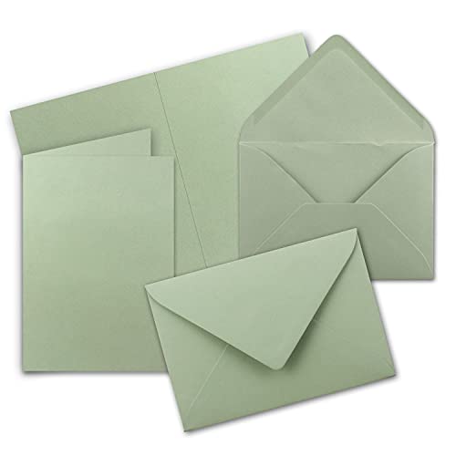 Faltkarten SET mit Brief-Umschlägen DIN A6 / C6 in Eukalyptus (Grün) - 250 Sets - 14,8 x 10,5 cm - Premium Qualität - Serie FarbenFroh von Neuser