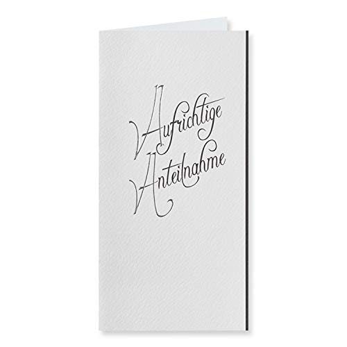 Neuser 30 Trauerkarte mit Text -Aufrichtige Anteilnahme - in Silberfolie mit Trauerrand - DIN Lang 10,6 x 21 cm - passende Umschläge - Gustav von Neuser