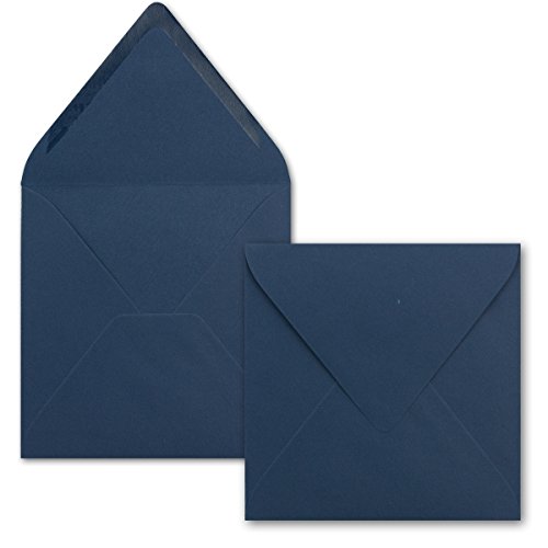 Quadratische Umschläge 75 Stück Nachtblau sehr Stabil 90 g/m² - 140x140 mm (14,0x14,0 cm) Nassklebung mit spitze Klappe FarbenFroh NEUSER von Neuser