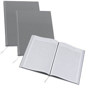 3 Notizbücher DIN A4 kariert, silber Hardcover 192 Seiten von Neutral