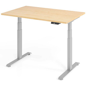 Base Lite elektrisch höhenverstellbarer Schreibtisch ahorn rechteckig, T-Fuß-Gestell silber 120,0 x 80,0 cm von Neutral