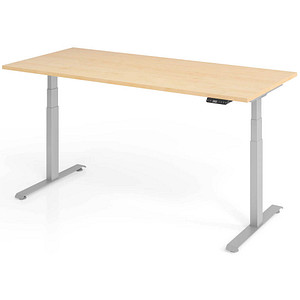 Base Lite elektrisch höhenverstellbarer Schreibtisch ahorn rechteckig, T-Fuß-Gestell silber 180,0 x 80,0 cm von Neutral