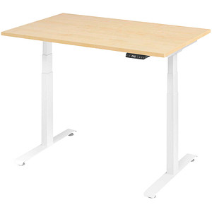 Base Lite elektrisch höhenverstellbarer Schreibtisch ahorn rechteckig, T-Fuß-Gestell weiß 120,0 x 80,0 cm von Neutral
