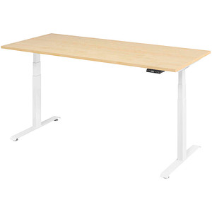 Base Lite elektrisch höhenverstellbarer Schreibtisch ahorn rechteckig, T-Fuß-Gestell weiß 180,0 x 80,0 cm von Neutral