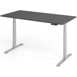 Base Lite elektrisch höhenverstellbarer Schreibtisch grafit rechteckig, T-Fuß-Gestell silber 160,0 x 80,0 cm von Neutral