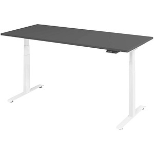 Base Lite elektrisch höhenverstellbarer Schreibtisch grafit rechteckig, T-Fuß-Gestell weiß 180,0 x 80,0 cm von Neutral