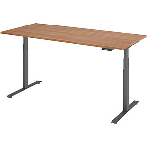 Base Lite elektrisch höhenverstellbarer Schreibtisch nussbaum rechteckig, T-Fuß-Gestell grau 180,0 x 80,0 cm von Neutral