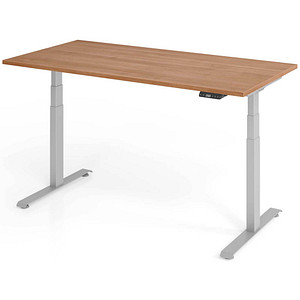 Base Lite elektrisch höhenverstellbarer Schreibtisch nussbaum rechteckig, T-Fuß-Gestell silber 160,0 x 80,0 cm von Neutral