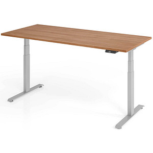 Base Lite elektrisch höhenverstellbarer Schreibtisch nussbaum rechteckig, T-Fuß-Gestell silber 180,0 x 80,0 cm von Neutral