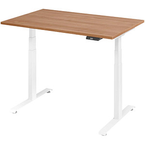 Base Lite elektrisch höhenverstellbarer Schreibtisch nussbaum rechteckig, T-Fuß-Gestell weiß 120,0 x 80,0 cm von Neutral