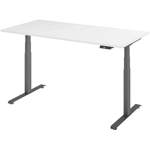 Base Lite elektrisch höhenverstellbarer Schreibtisch weiß rechteckig, T-Fuß-Gestell grau 160,0 x 80,0 cm von Neutral