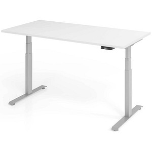 Base Lite elektrisch höhenverstellbarer Schreibtisch weiß rechteckig, T-Fuß-Gestell silber 160,0 x 80,0 cm von Neutral