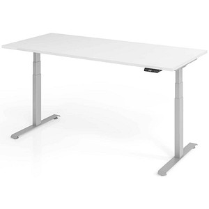 Base Lite elektrisch höhenverstellbarer Schreibtisch weiß rechteckig, T-Fuß-Gestell silber 180,0 x 80,0 cm von Neutral