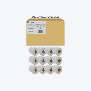 Endlosetikettenrollen für Etikettendrucker weiß, 102,0 x 152,0 mm, 12 x 475 Etiketten von Neutral